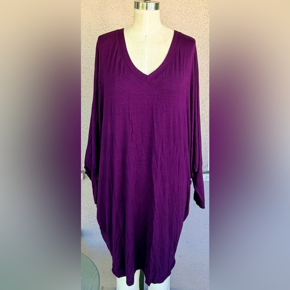 Chic Plum V-Neck Women's Tunic